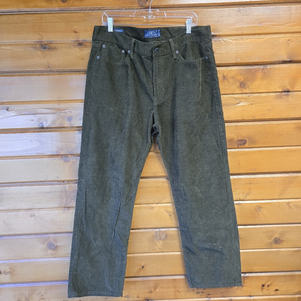 Lucky Brand 363 Vintage Straight Corduroy Jeans Green Size W36xL30